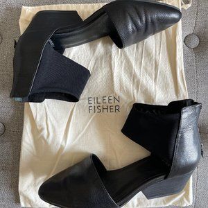 Eileen Fisher Black Ankle Strap Back Zip Shoes